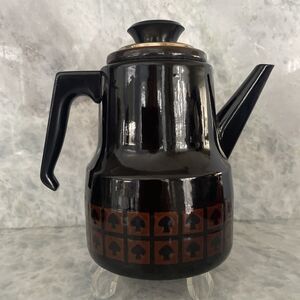 Vintage West Bend Le Provencal Enamel Coffee/tea Carafe, Pot Mushroom Or Spade